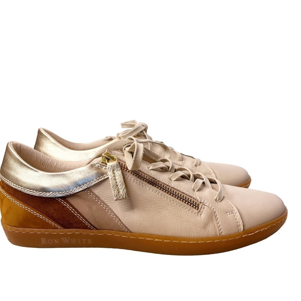 RON WHITE NEW in BOX Opal Sneaker in Calf and Cashmere Suede Cognac Size US 11 - Picture 15 of 15